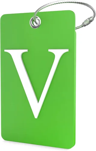 Vista 7 de Etiqueta de equipaje con inicial, totalmente flexible, con aro de acero inoxidable, letra G