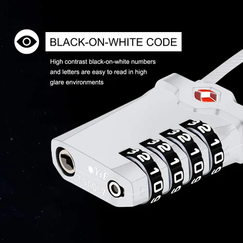 Vista 3 de Diyife - Paquete de 2 cerraduras de equipaje TSA con cable flexible de 5.5 in, candado de seguridad con combinación de 4 dígitos para maleta