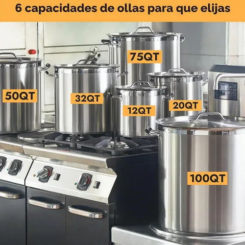 Vista 8 de CURTA Olla resistente de 32 cuartos de galón con tapa, listado NSF, lista para inducción, base revestida de 3 capas, olla de cocina de acero