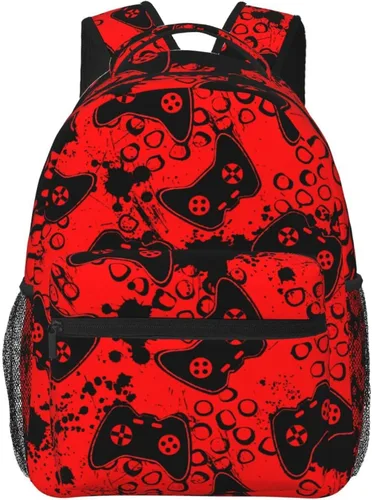 Vista 13 de Fiokroo Controlador de videojuegos con fondo negro, mochila escolar para estudiantes, adolescentes, hombres, mujeres, gadgets de juegos, mochilas
