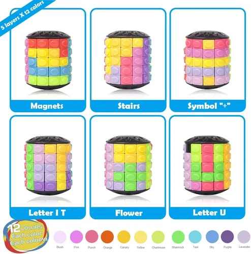 Vista 3 de R.Y.TOYS Juguete para ansiedad, rompecabezas de cubo mágico, rompecabezas de cerebro para adultos, juego de mano inquieto de lógica giratoria