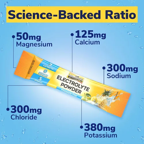 Vista 2 de Vitalibre Paquetes de electrolitos en polvo Magnesio, potasio, sodio, vitamina C para una hidratación rápida Cero azúcar y Keto 16 paquetes