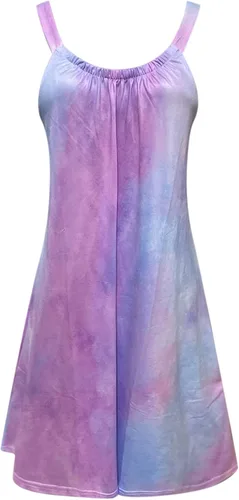 Vista 3 de Oiumov Vestidos de verano para mujer casual tirantes delgados bohemio floral talla grande sin mangas vestido cruzado para la playa
