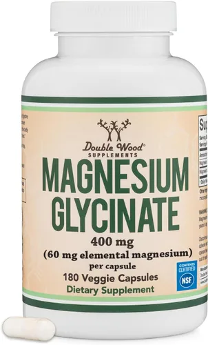 Vista 8 de Glicinato de magnesio 400 mg, 90 cápsulas (apto para veganos, probado por terceros, sin gluten, sin OMG) Magnesio de alta absorción de Double Wood