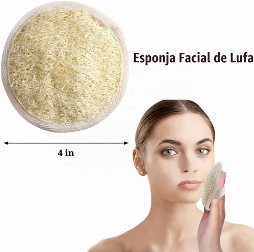Vista 3 de FEBSNOW Esponjas exfoliantes de baño de ducha natural de lufa 4 piezas