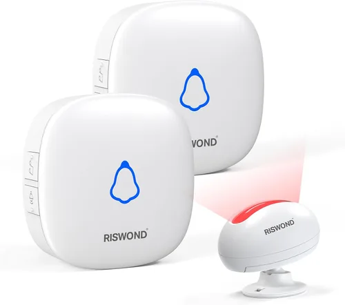 Vista 9 de Timbre de puerta con sensor de movimiento inalámbrico: timbre de entrada de negocios, detector de movimiento para interiores zumbador