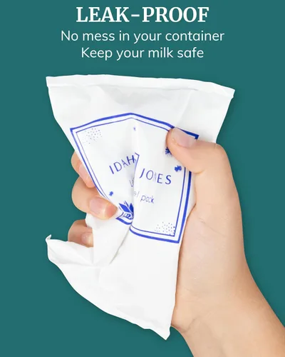 Vista 7 de Idaho Jones Bolsa de hielo de leche materna para almacenamiento de biberones, lactancia, congelador y bolsa enfriadora de leche Bolsas de hielo