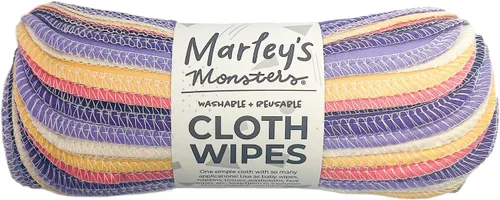 Vista 17 de Marley's Monsters Toallitas de tela reutilizables, paquete de 24 unidades, lavables, de algodón, sin papel (Ártico)