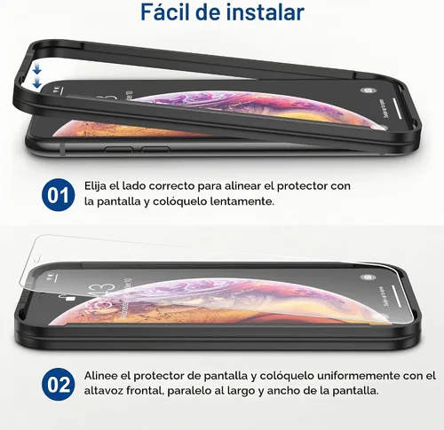 Vista 7 de ImpactStrong Protector de pantalla de vidrio templado inastillable para iPhone 11 Pro/iPhone XS/iPhone X, marco de fácil instalación, sin burbujas