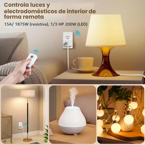 Vista 5 de SURAIELEC Enchufe de salida de control remoto, interruptor de luz inalámbrico, rango de RF de 100 pies