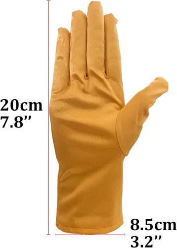 Vista 5 de Guantes cortos de ópera de satén, guantes formales de baile o boda para fiesta de té temática de los años 80 y 90 o baile nocturno WG-S-G1