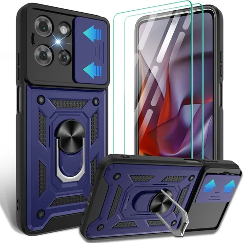 Vista 33 de Gritup Funda para Moto G Stylus 5G-2021 con cubierta deslizante para cámara 1 paquete de protectores de pantalla HD Soporte de metal giratorio