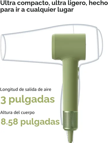 Vista 2 de Laifen Mini secador de pelo, ligero y compacto, de alta velocidad, 200M, con potente motor de 110.000 rpm, para secado rápido, bajo ruido, secador