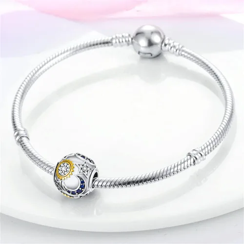 Vista 2 de Pandach Dijes de plata de ley 925 para pulsera y collar, colgante con piedras de circonita cúbica 5A, cuentas de joyería, regalos para mujeres
