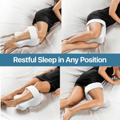 Vista 5 de Almohada de rodilla para dormir de lado, almohada grande y cómoda de espuma viscoelástica para dormir de lado, correa ajustable, almohada