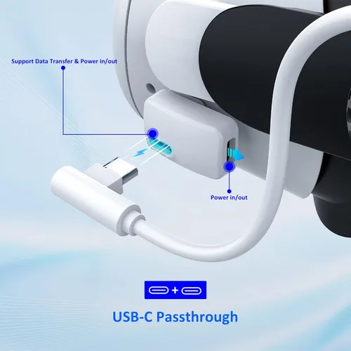 Vista 2 de NexiGo Adaptador tipo C para Oculus Quest 2, puertos de entrada duales, sin latencia para transferencia de datos, compatible con auriculares VR, PC