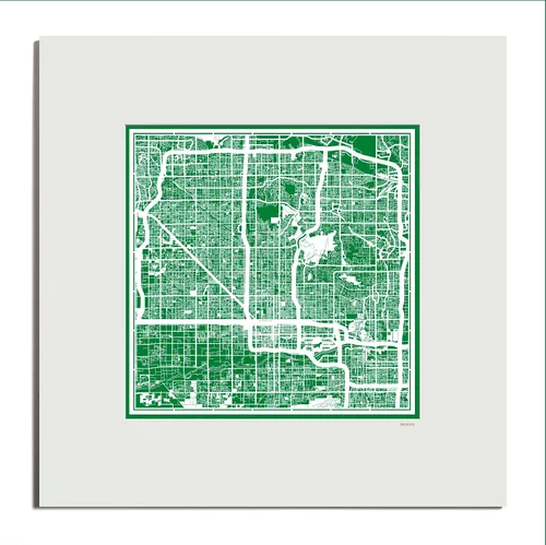 Vista 32 de O3 Design Studio San Diego, CA Paper Cut Map Matted Grey 20x20 in Paper Art