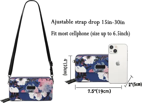 Vista 5 de Lanyani Cartera cruzada RFID con bolsillo para teléfono para mujer, cuero vegano
