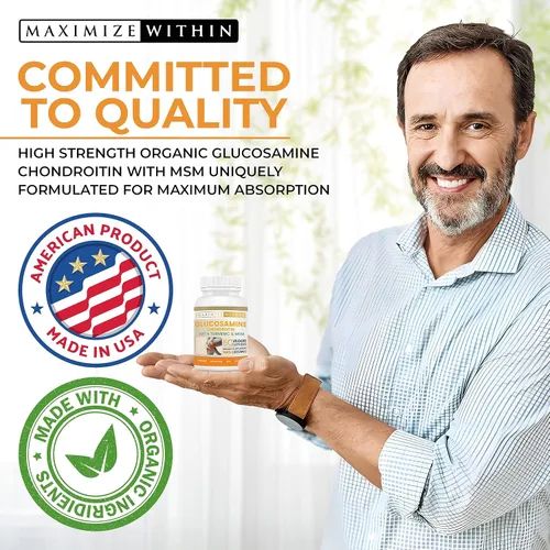 Vista 5 de Condroitina de glucosamina con cúrcuma y MSM para articulaciones saludables, 60 cápsulas vegetales (paquete de 2)