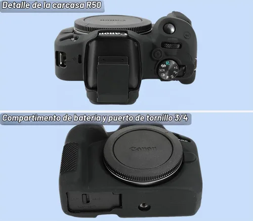 Vista 6 de Pocoukate Funda para cámara Canon EOS R50, funda protectora de silicona suave con protector de pantalla Accesorios para Canon EOS R50 Funda