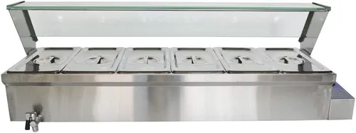 Vista 3 de INTSUPERMAI Calentador comercial de alimentos para encimera, calentador de sopa de alimentos Bain Marie, calentador de vapor, mesa de vapor