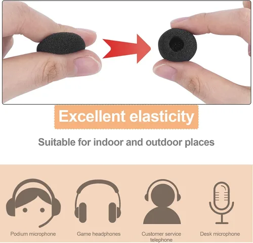 Vista 4 de PAGOW Paquete de 30 mini parabrisas de micrófono de espuma, cubierta de auriculares de micrófono de alta densidad, parabrisas de micrófono de solapa