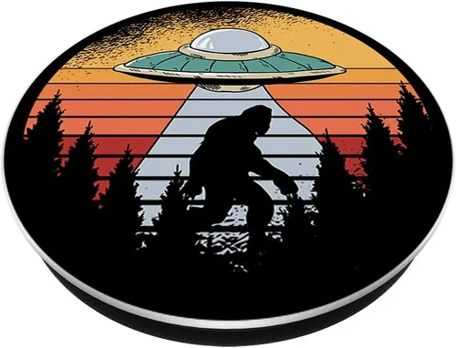 Vista 2 de UFO secuestro Yeti Sasquatch Alien Conspiracy Retro Bigfoot PopSockets PopGrip: agarre intercambiable para teléfonos y tabletas