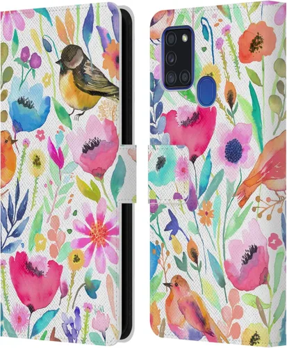 Vista 127 de Head Case Designs Officially Licensed Ninola Brushstrokes Black Summer Patterns Leather Wallet Case Compatible with Samsung Galaxy A07 4G