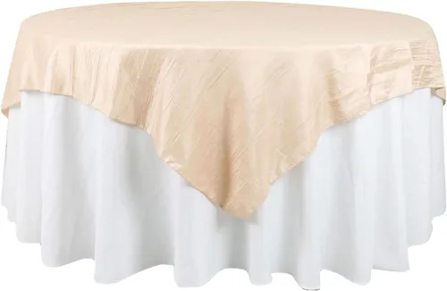 Vista 7 de Efavormart - Mantel cuadrado de tafetán arrugado de acordeón beige de 72 x 72 pulgadas
