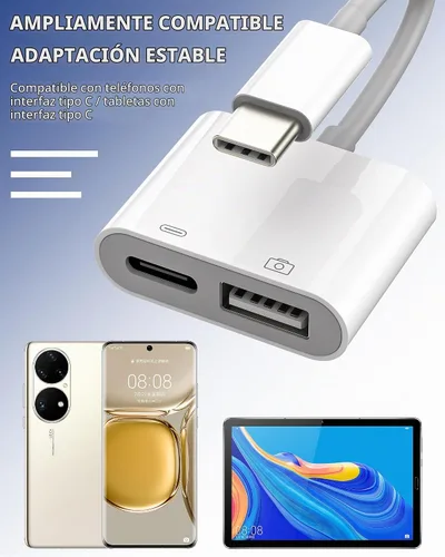 Vista 7 de Adaptador USB-C a USB (2 en 1), accesorios de cable tipo C, convertidor Thunderbolt OTG 3.0, puerto de ratón, dongle compatible con Samsung para USB