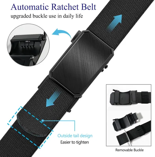 Vista 3 de LionVII Cinturón para hombre con trinquete elástico, cinturón elástico para el trabajo con hebilla automática para hombres, 1 3/8" ajustable
