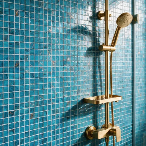 Vista 7 de Azulejo de mosaico de vidrio azul azul celeste de 11.5 pies cuadrados
