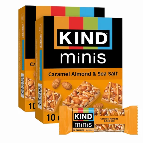 Vista 12 de KIND Minis, almendras y sal marina de caramelo, 0.7 onzas (paquete de 10)