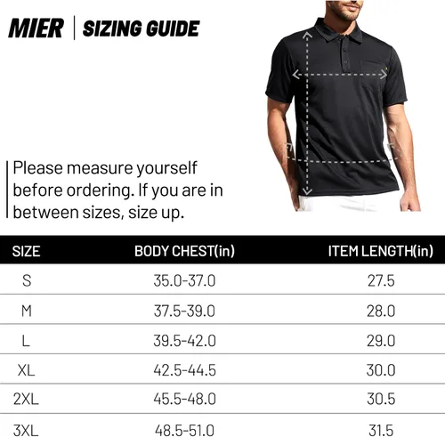 Vista 7 de MIER Men's Polo Shirts Polyester Casual Collared Shirts Short Sleeve with Front Pocket, Moisture-Wicking, Sun Protection