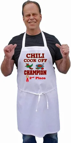 Vista 4 de Delantales con peto blanco Second Place Chili Cook Off Champion, Blanco