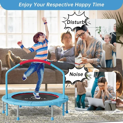 Vista 4 de CLORIS 38in/48in Folding Trampoline - Max Load 220lbs / 450lbs Trampoline Rebounder Trampoline with Adjustable Foam Handle, with safty Padded Cover