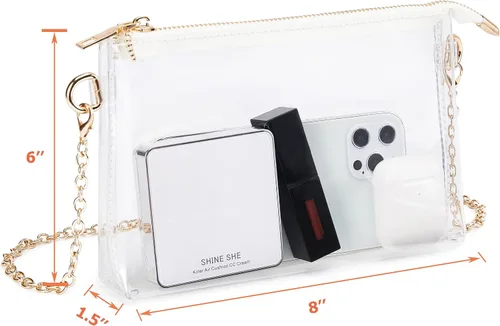 Vista 3 de Bolsa transparente aprobada para estadios ideal para controles de seguridad rápidos, bolso pequeño transparente para mujer