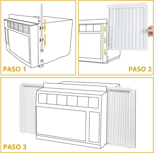 Vista 8 de LBG Products Juego de panel lateral y marco de aire acondicionado de ventana, kit de relleno de acordeón de CA, se adapta a la mayoría