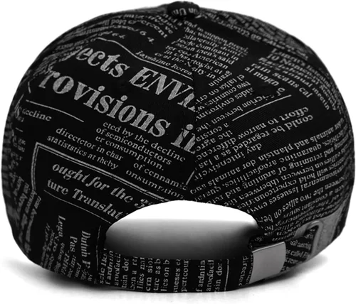 Vista 4 de Gorra de béisbol con estampado de periódico para hombre, ajustable, divertida, de algodón, a la moda