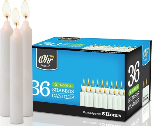 Vista 7 de OHR CANDLES Velas Shabbos - 3 horas de tiempo de combustión - Paquete de 12