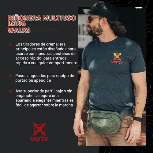 Vista 4 de Vertx Long Walks MP Riñonera - Riñonera táctica de 2L en nailon ripstop ultraligero con acabado resistente al agua