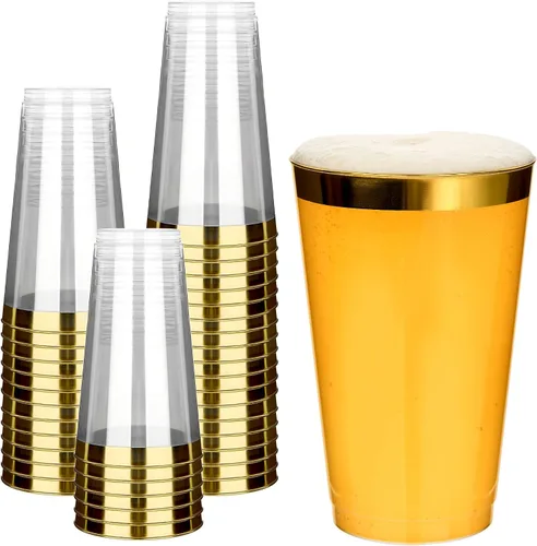 Vista 8 de RACETOP Vasos de plástico desechables transparentes de 9 onzas, paquete de 50 vasos de plástico transparente, vasos de fiesta resistentes, vasos