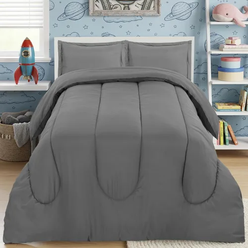 Vista 10 de Utopia Bedding - Juego de edredón reversible para todas las estaciones en negro y gris con 2 fundas de almohada, juego de ropa de cama de microfibra