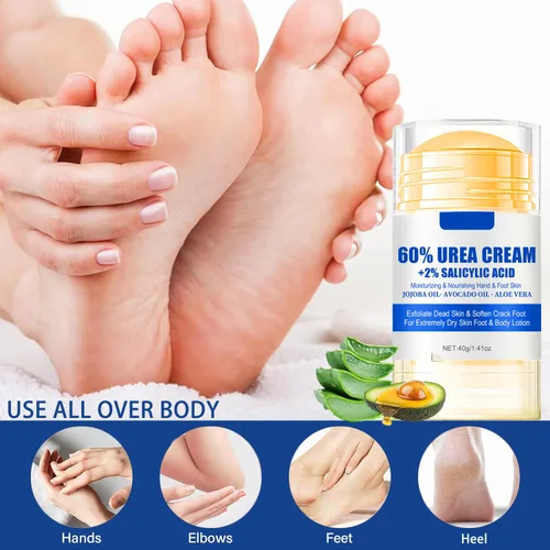 Vista 2 de Crema de urea 60 por ciento para pies de máxima fuerza, crema para pies de urea con ácido salicílico al 2%, loción para pies, removedor de callos