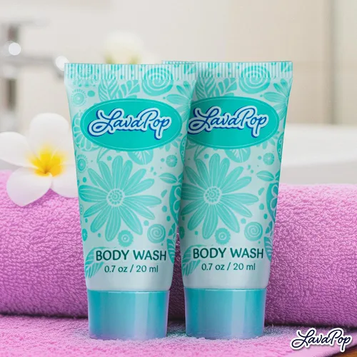 Vista 5 de LavaPop - Gel de baño tamaño viaje - Iris, violeta y ámbar, 0.7 onzas líquidas, paquete de 100 - Deleita a tus invitados con gel de baño calmante