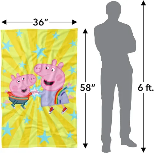 Vista 4 de LOGOVISION Peppa Pig - Manta de forro polar de 36 x 58 pulgadas de alto de Peppa and George