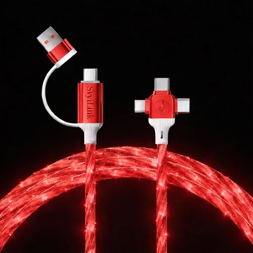 Vista 27 de Cable USB PD cargador rápido iluminado (USB 4 en 1 azul), soporta transferencia de datos, se puede utilizar como luz nocturna, longitud del cable