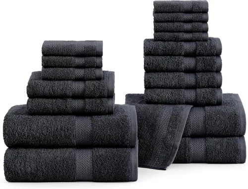 Vista 11 de Lane Linen Juego de toallas de baño de 100% algodón - Producido de manera sostenible, 18 piezas para el baño - 6 toallas de mano, 8 toallitas, 4