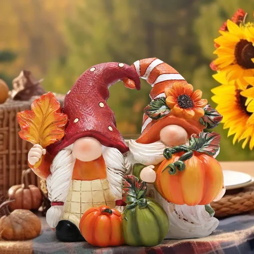 Vista 5 de Hodao - Decoración de gnomo de calabaza de Acción de Gracias, certerpiece