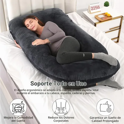 Vista 4 de BATTOP Almohadas de embarazo para dormir, almohada de maternidad de cuerpo completo para dormir de lado, soporte para espalda, piernas, vientre Negro